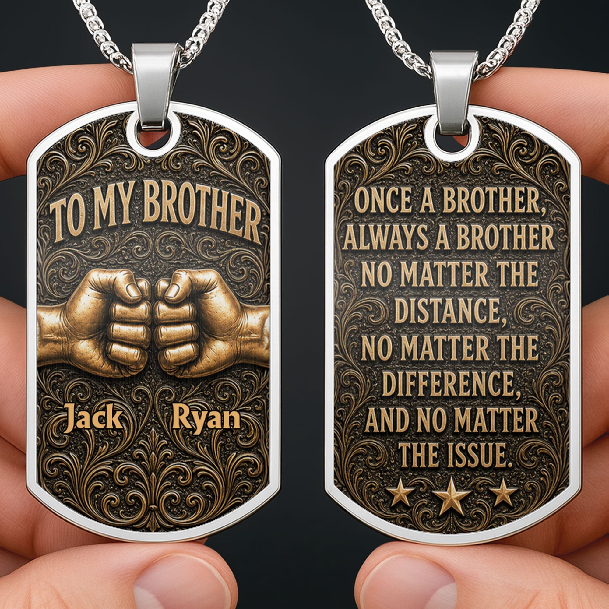 Personalized Dog Tag Necklace for Brother | Custom Keepsake Gift Dog Tag Necklace GradoCreations