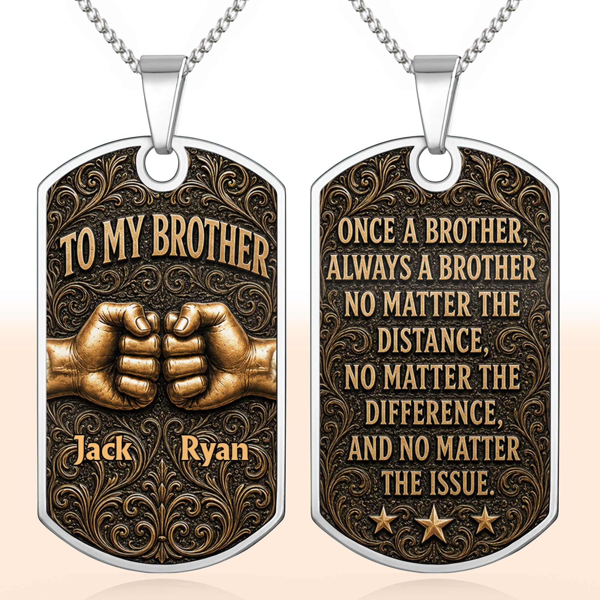 Personalized Dog Tag Necklace for Brother | Custom Keepsake Gift Dog Tag Necklace GradoCreations