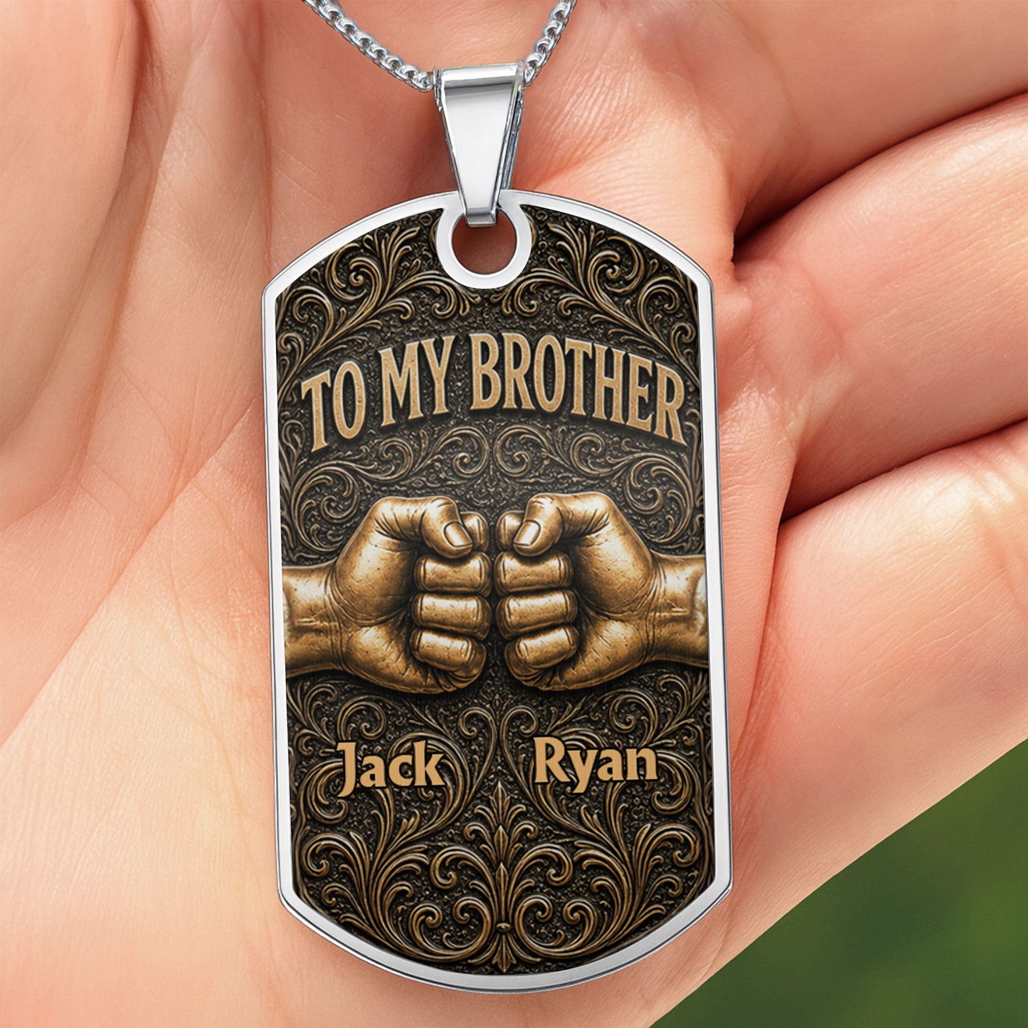 Personalized Dog Tag Necklace for Brother | Custom Keepsake Gift Dog Tag Necklace GradoCreations