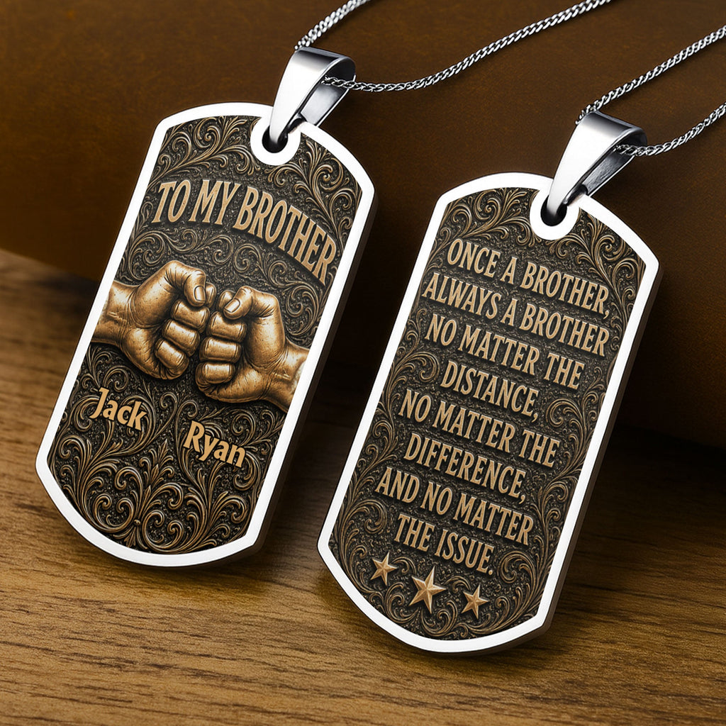 Personalized Dog Tag Necklace for Brother | Custom Keepsake Gift Dog Tag Necklace GradoCreations