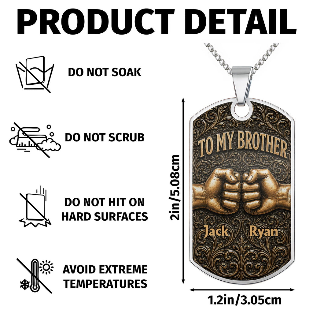 Personalized Dog Tag Necklace for Brother | Custom Keepsake Gift Dog Tag Necklace GradoCreations