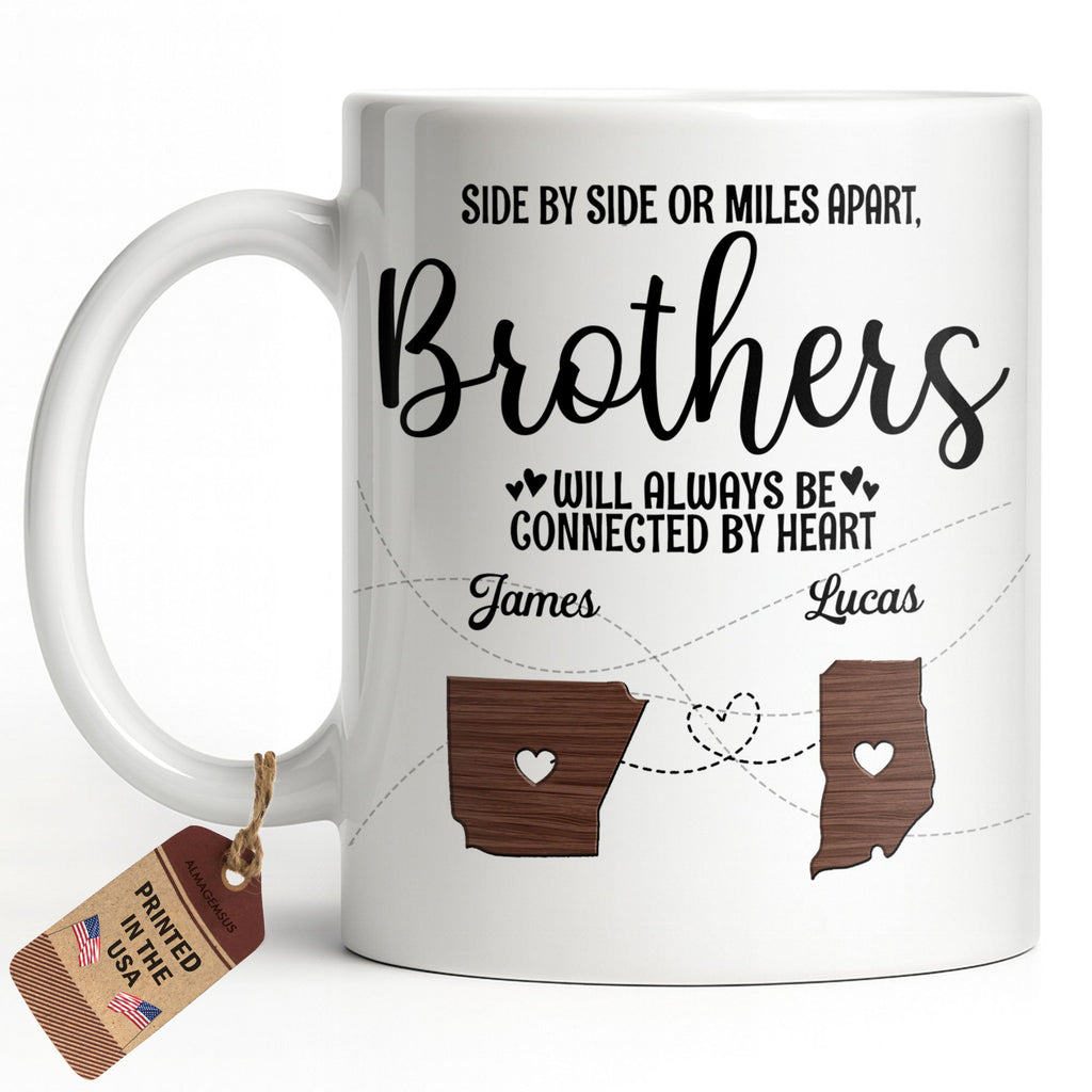 Personalized Heart Connection Mug Custom Gift for Brother Edge-to-edge Mug GradoCreations