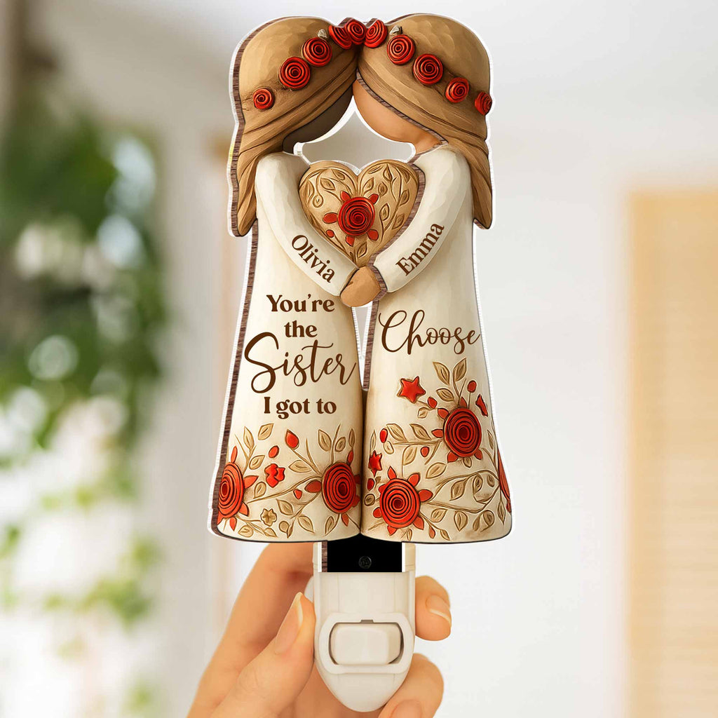 Personalized Wood Acrylic Night Light Custom Gift for Sister Wood and Acrylic Night Light GradoCreations