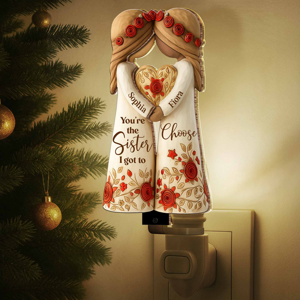 Personalized Wood Acrylic Night Light Custom Gift for Sister Wood and Acrylic Night Light GradoCreations