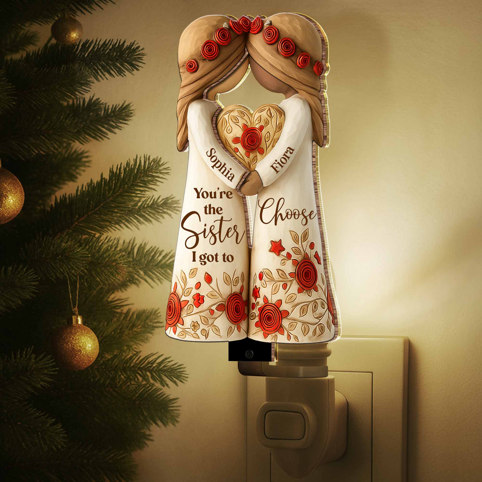 Personalized Wood Acrylic Night Light Custom Gift for Sister Wood and Acrylic Night Light GradoCreations