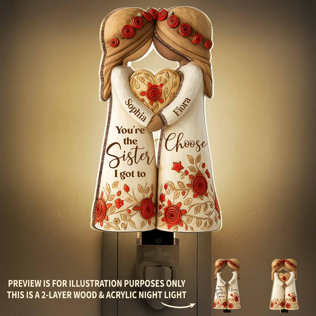 Personalized Wood Acrylic Night Light Custom Gift for Sister Wood and Acrylic Night Light GradoCreations
