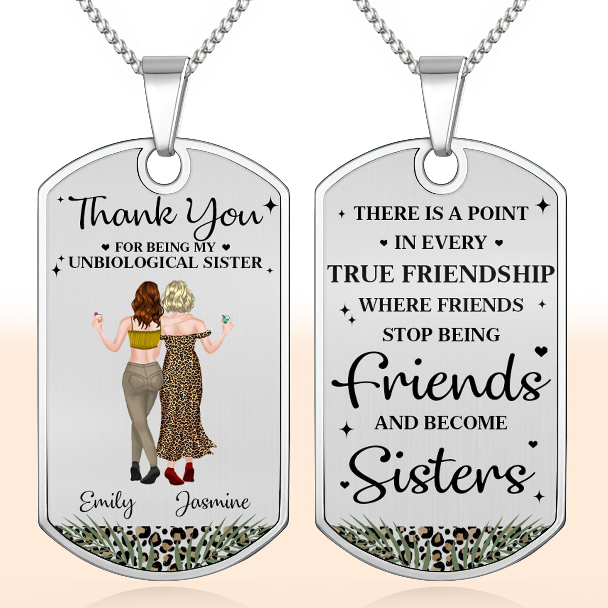 Personalized Dog Tag Necklace for Best Friends Custom Text Dog Tag Necklace GradoCreations