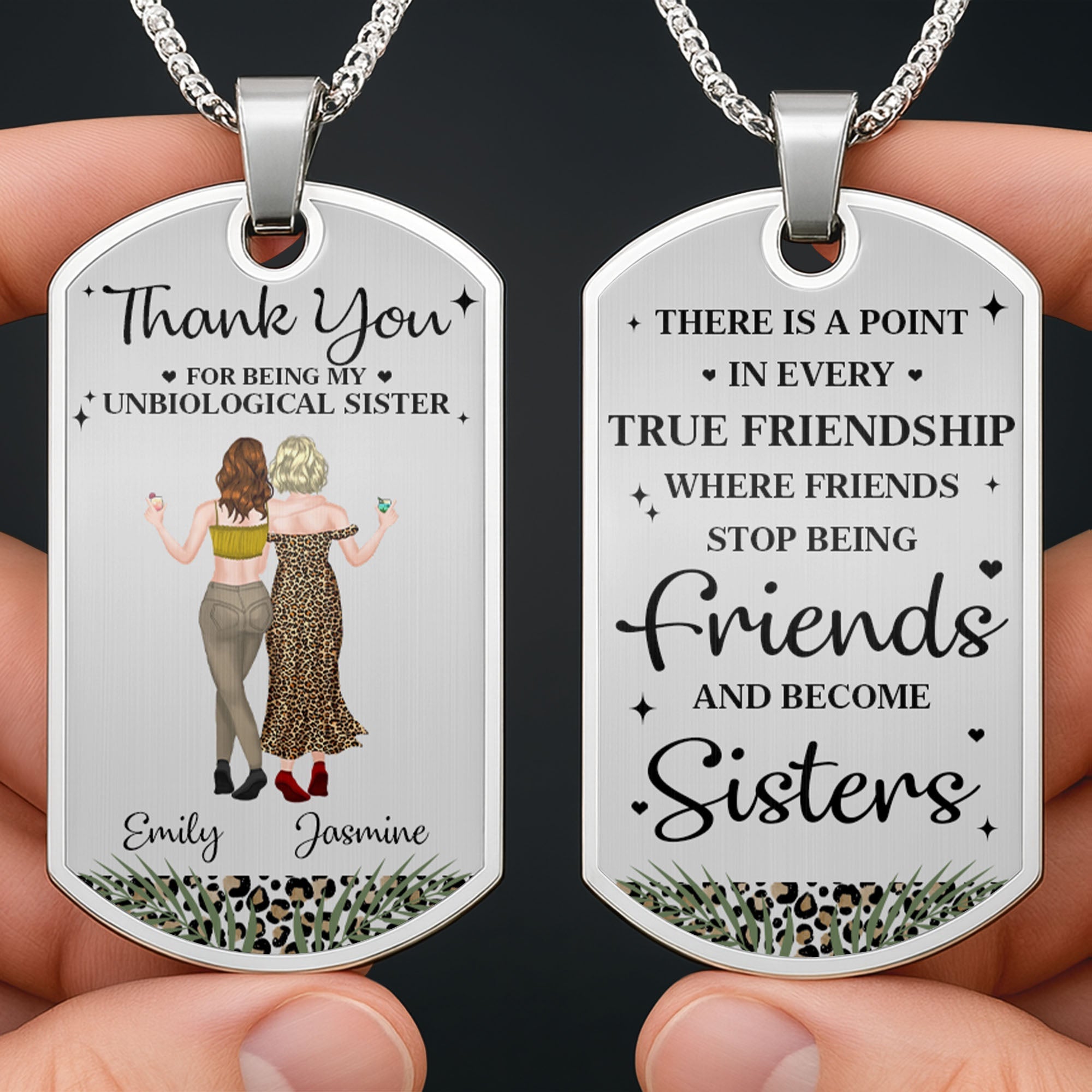 Personalized Dog Tag Necklace for Best Friends Custom Text Dog Tag Necklace GradoCreations