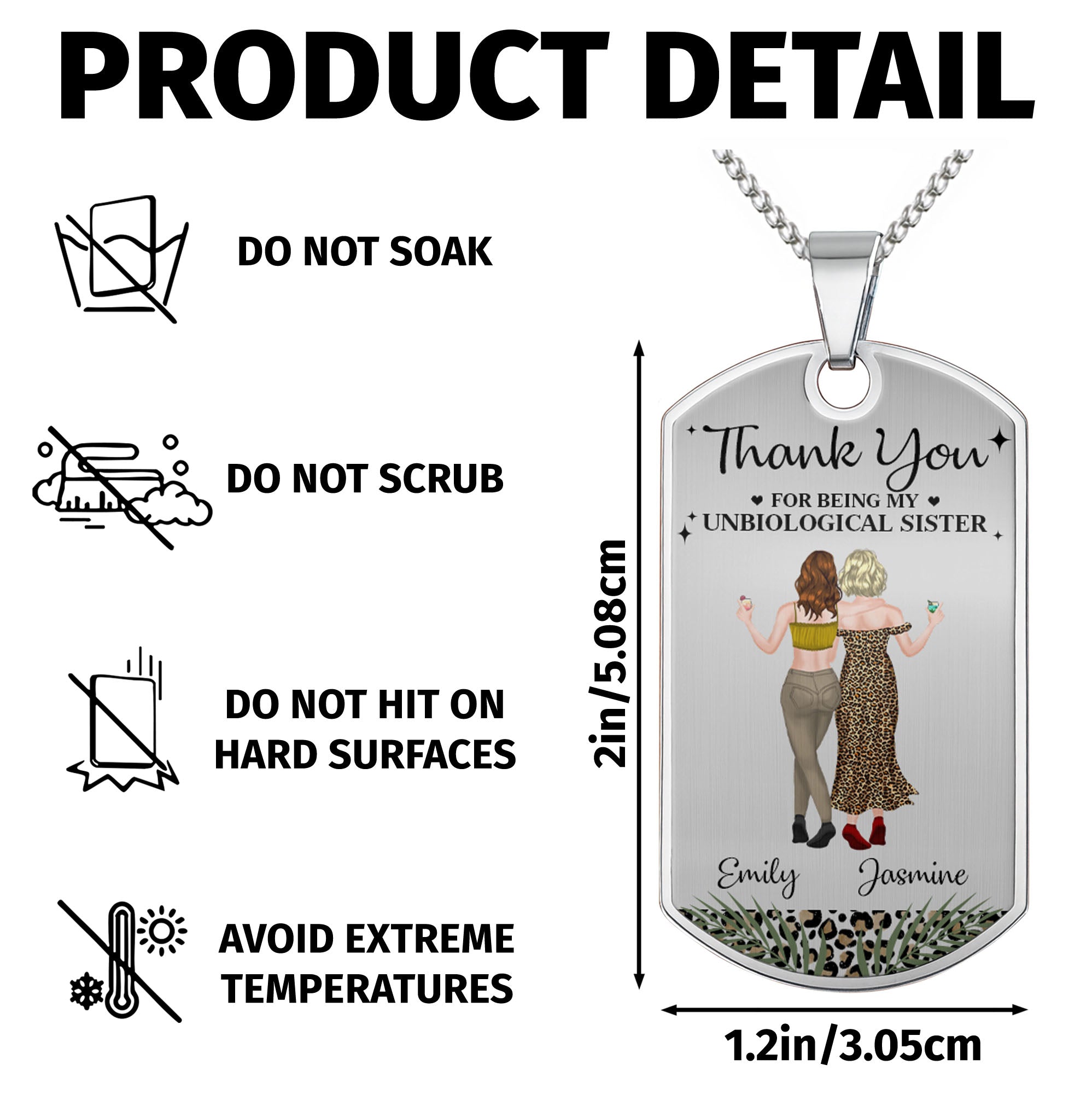 Personalized Dog Tag Necklace for Best Friends Custom Text Dog Tag Necklace GradoCreations