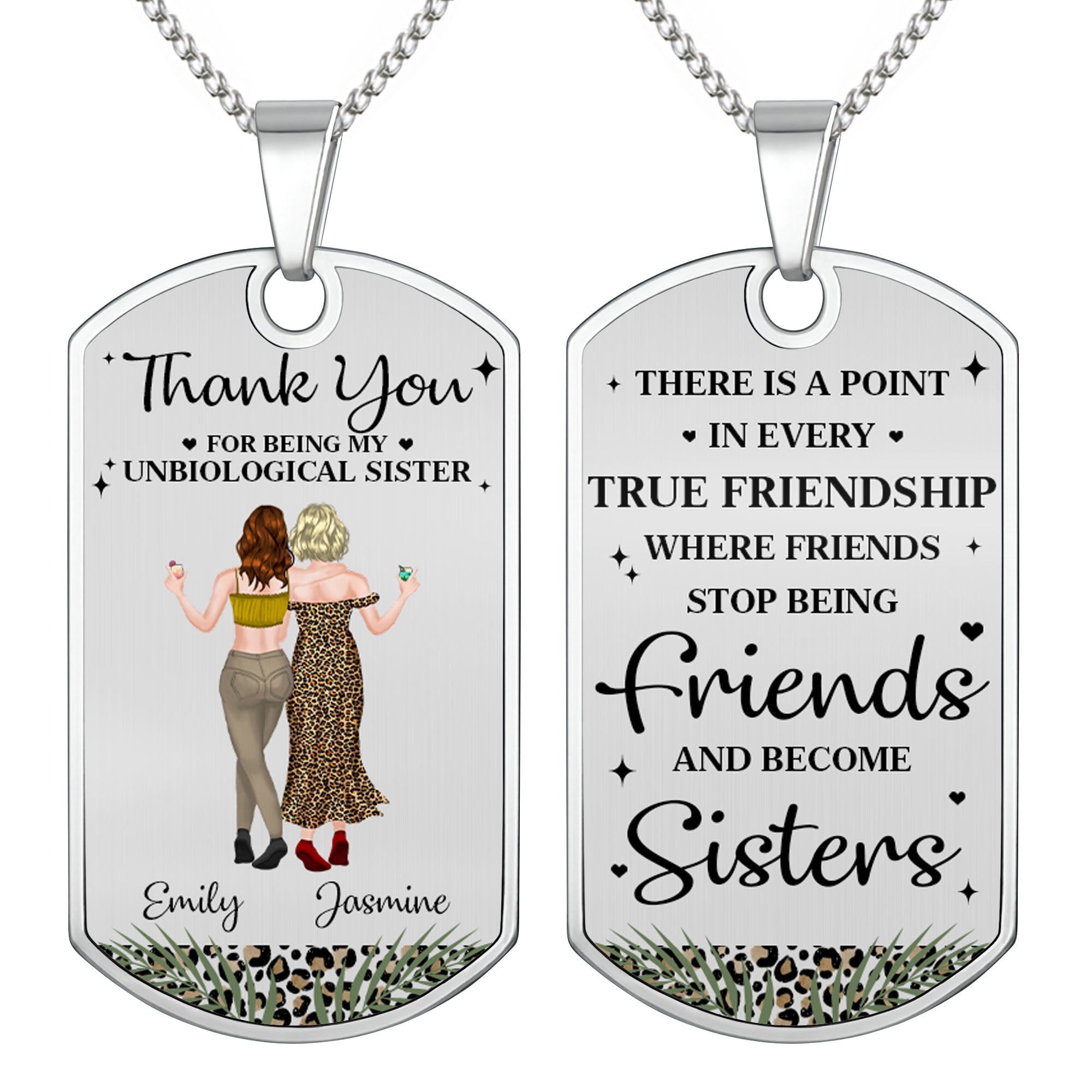 Personalized Dog Tag Necklace for Best Friends Custom Text Dog Tag Necklace GradoCreations
