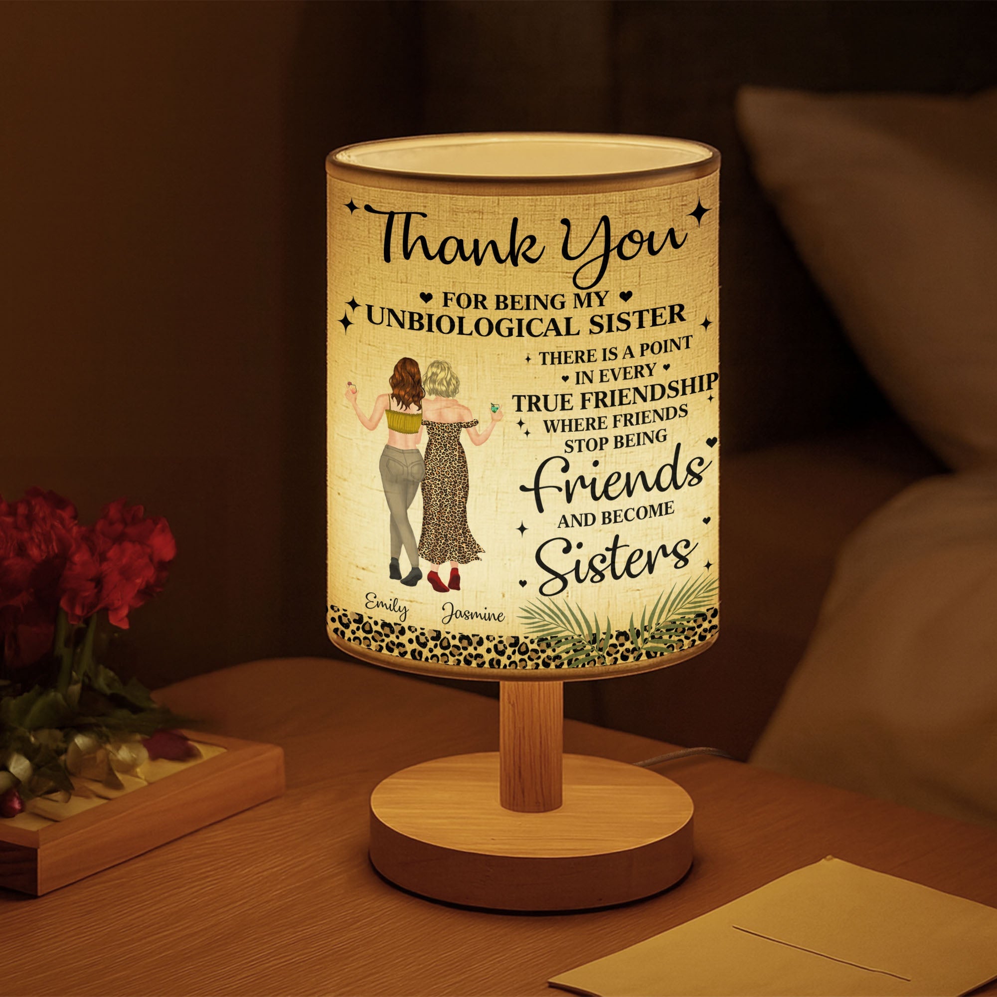 Personalized Fabric Lamp Custom Best Friends Art Gift Fabric Lamp GradoCreations