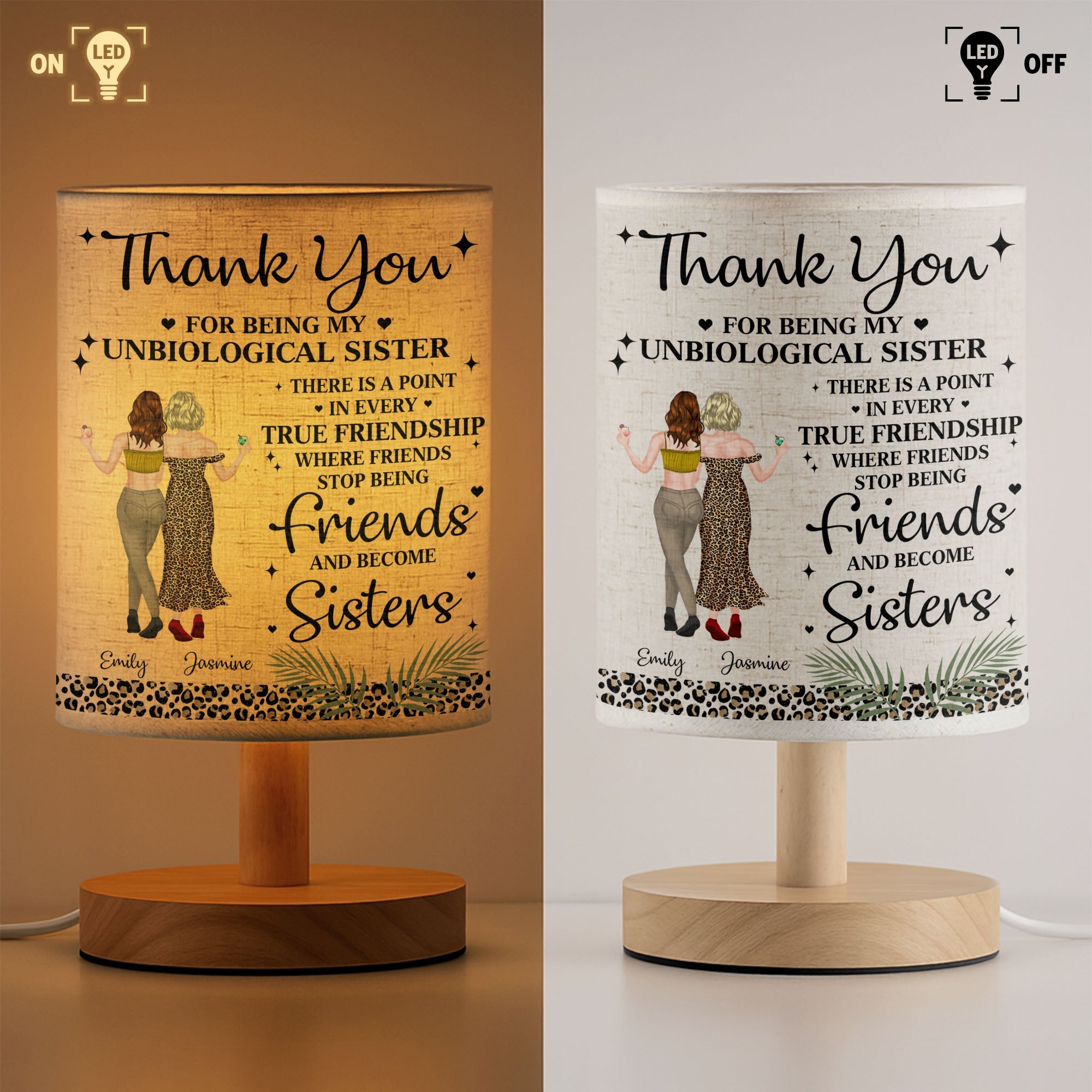 Personalized Fabric Lamp Custom Best Friends Art Gift Fabric Lamp GradoCreations