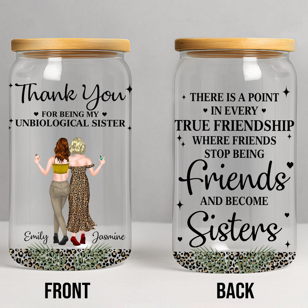 Personalized Clear Glass Can Best Friend Gift Leopard Print Clear Glass Can GradoCreations