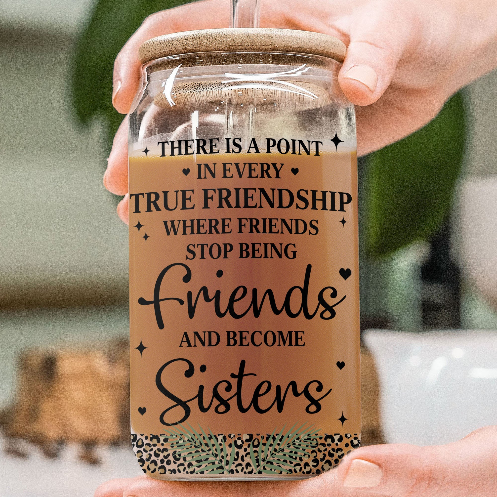 Personalized Clear Glass Can Best Friend Gift Leopard Print Clear Glass Can GradoCreations