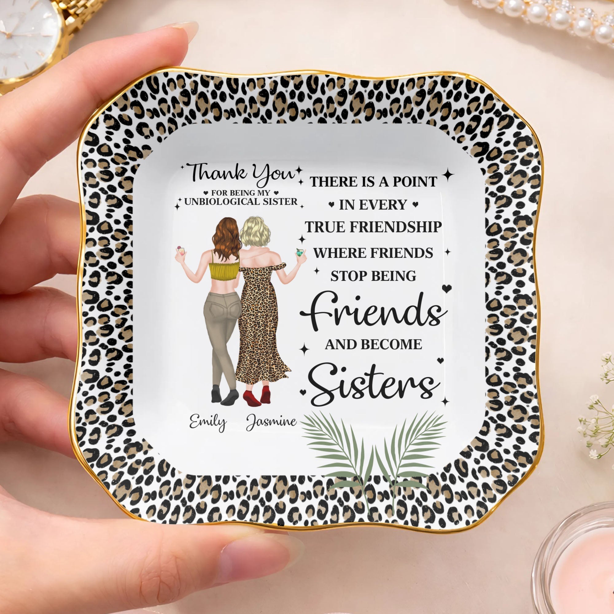 Personalized Lace Square Jewelry Dish Custom Name Gift for Besties Lace Square Jewelry Dish GradoCreations