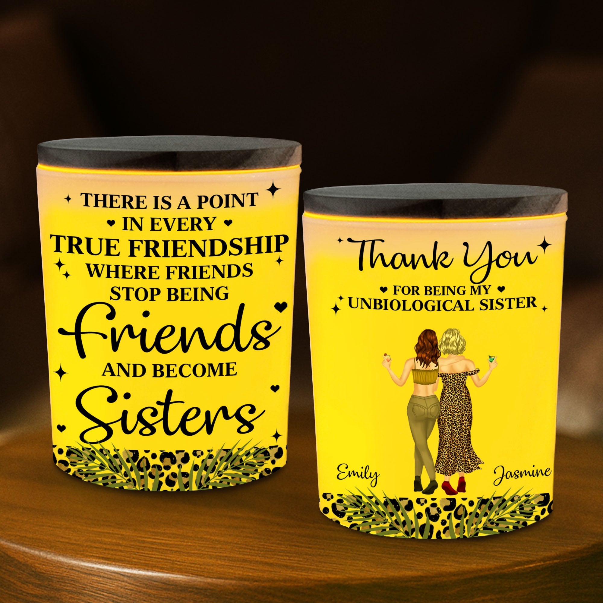 Personalized LED Glass Jar Custom Gift for Best Friend LED Jar GradoCreations