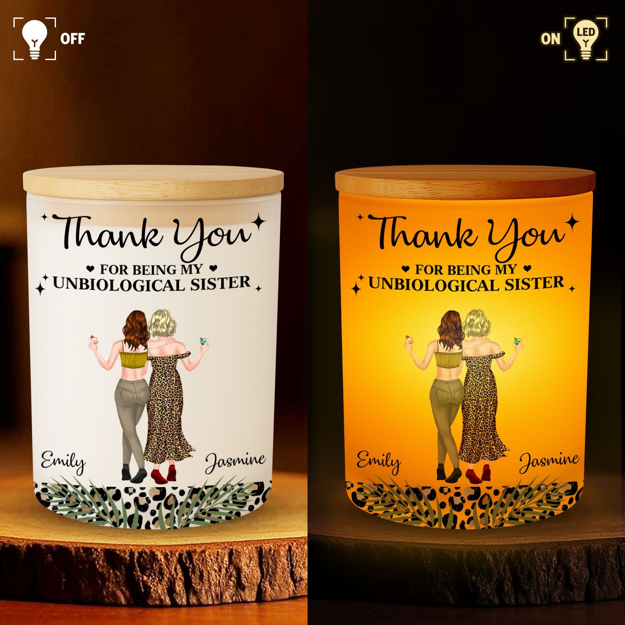 Personalized LED Glass Jar Custom Gift for Best Friend LED Jar GradoCreations