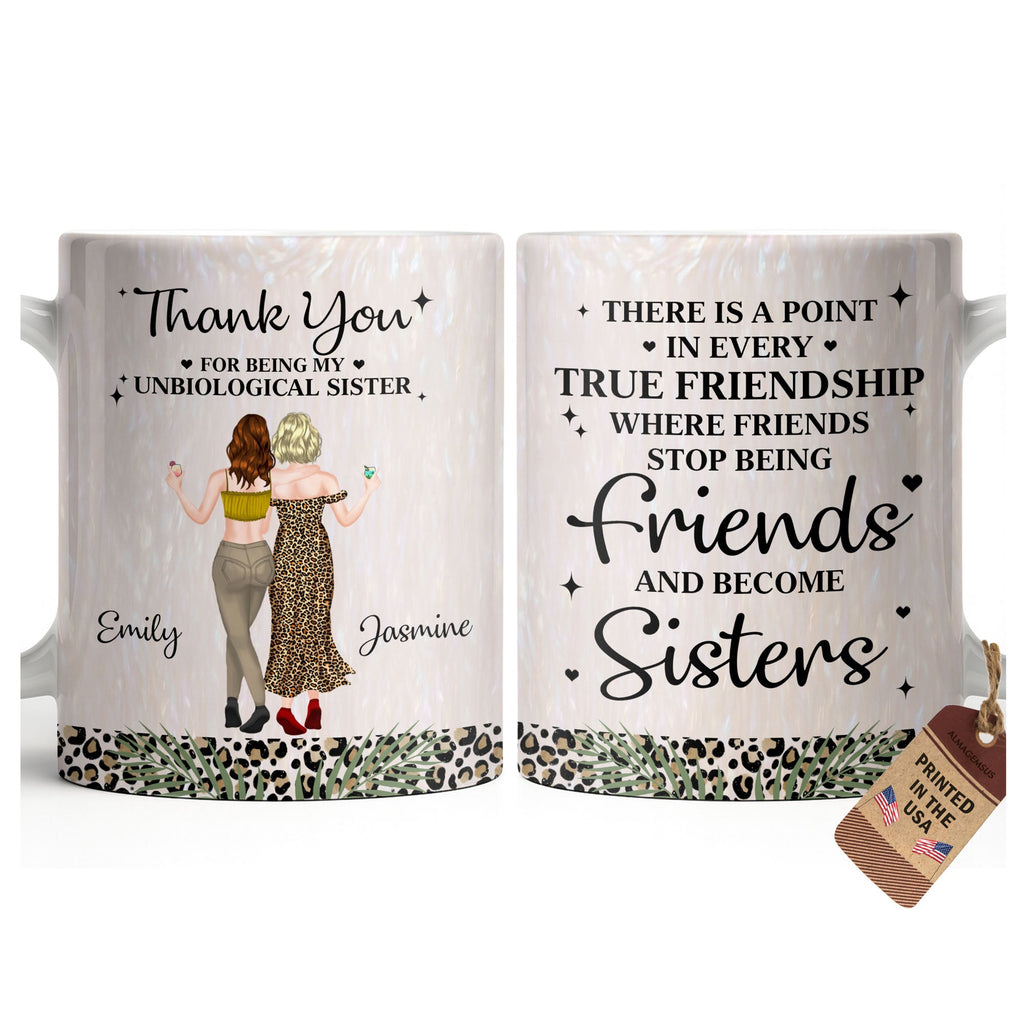Personalized Leopard Print Coffee Mug Best Friend Gift for BFF Edge-to-edge Mug GradoCreations