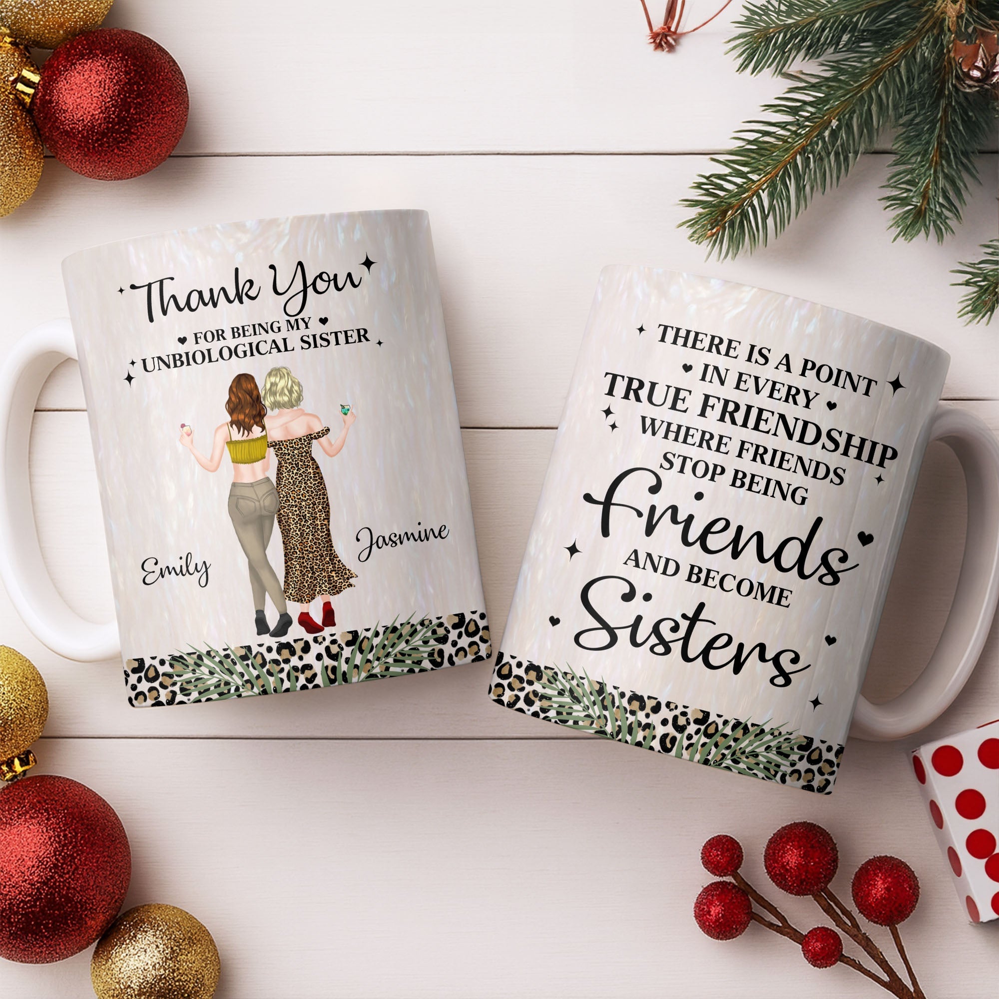 Personalized Leopard Print Coffee Mug Best Friend Gift for BFF Edge-to-edge Mug GradoCreations
