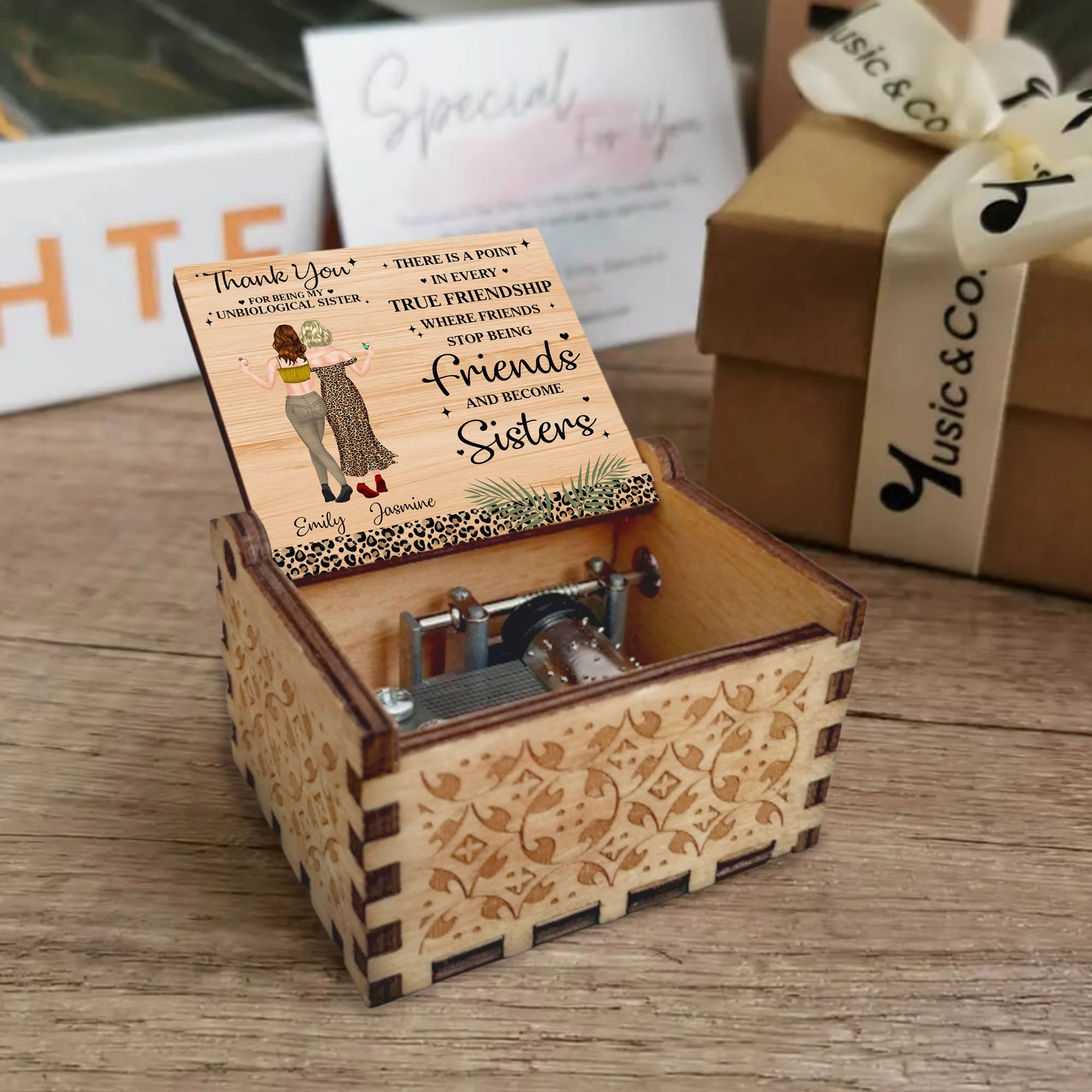 Personalized Wooden Music Box Custom Gift for Best Friend Music Box GradoCreations