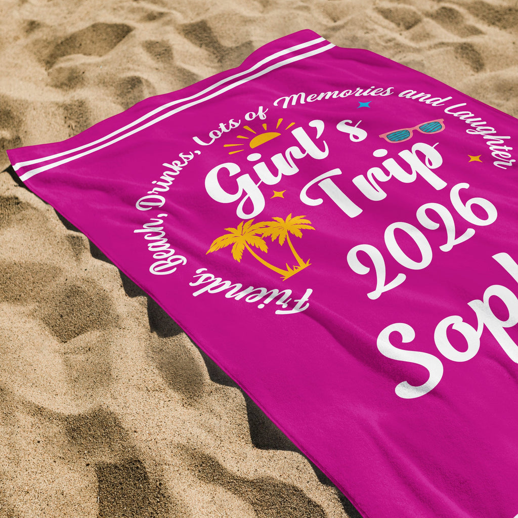 Personalized Microfiber Beach Towel Custom Name Gift for Best Friends Beach Towels GradoCreations