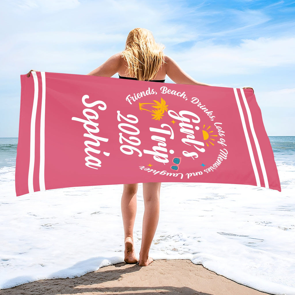 Personalized Microfiber Beach Towel Custom Name Gift for Best Friends Beach Towels GradoCreations