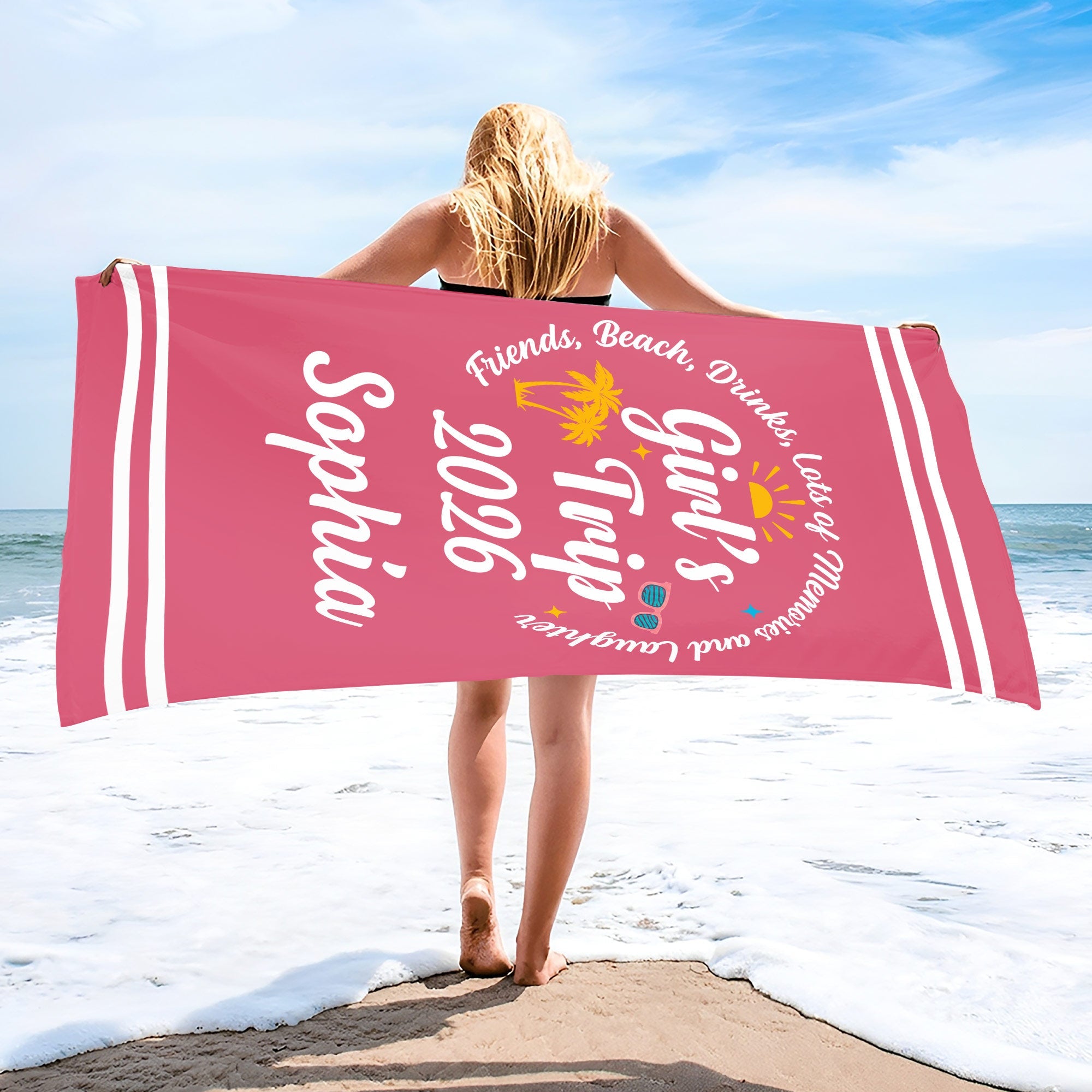 Personalized Microfiber Beach Towel Custom Name Gift for Best Friends Beach Towels GradoCreations