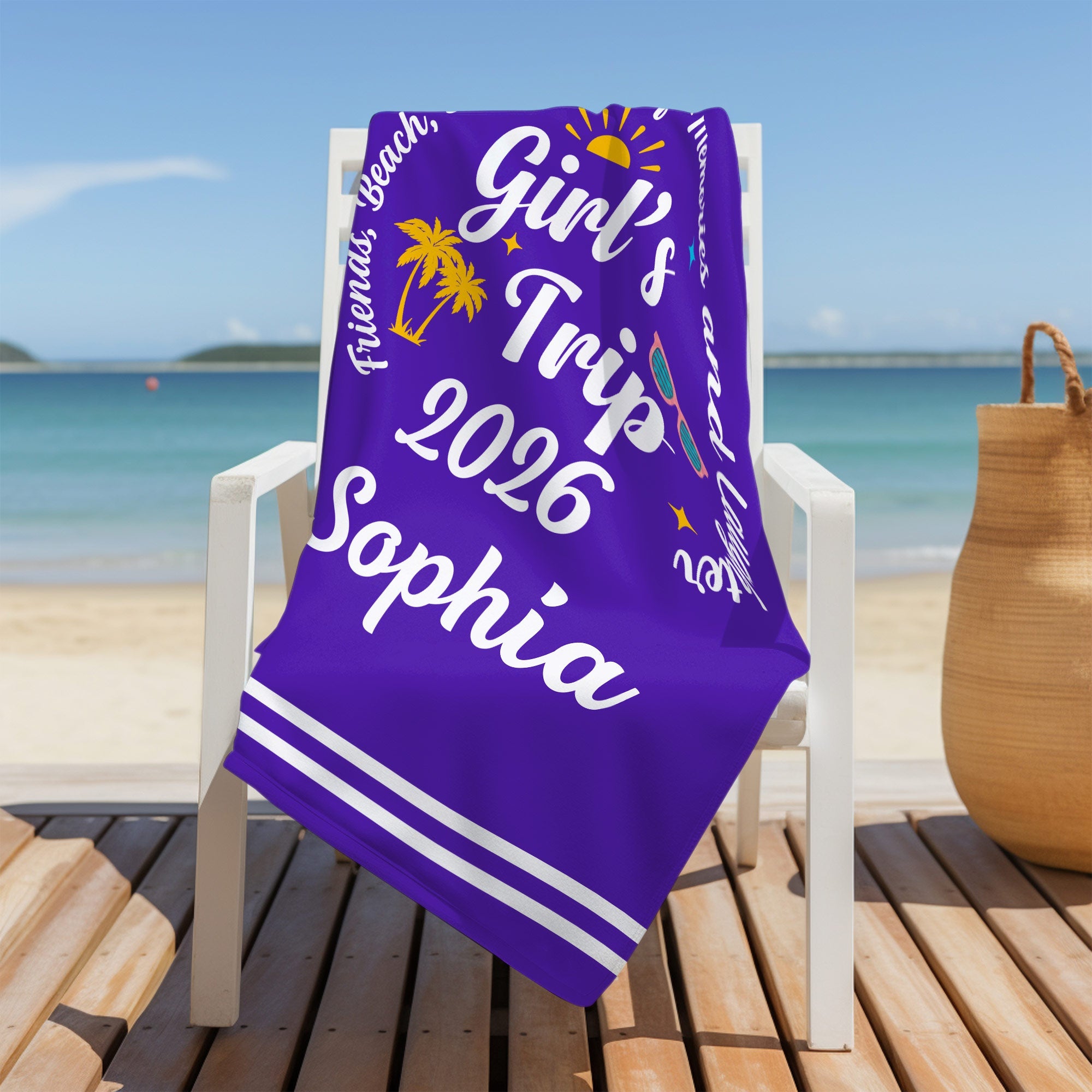 Personalized Microfiber Beach Towel Custom Name Gift for Best Friends Beach Towels GradoCreations