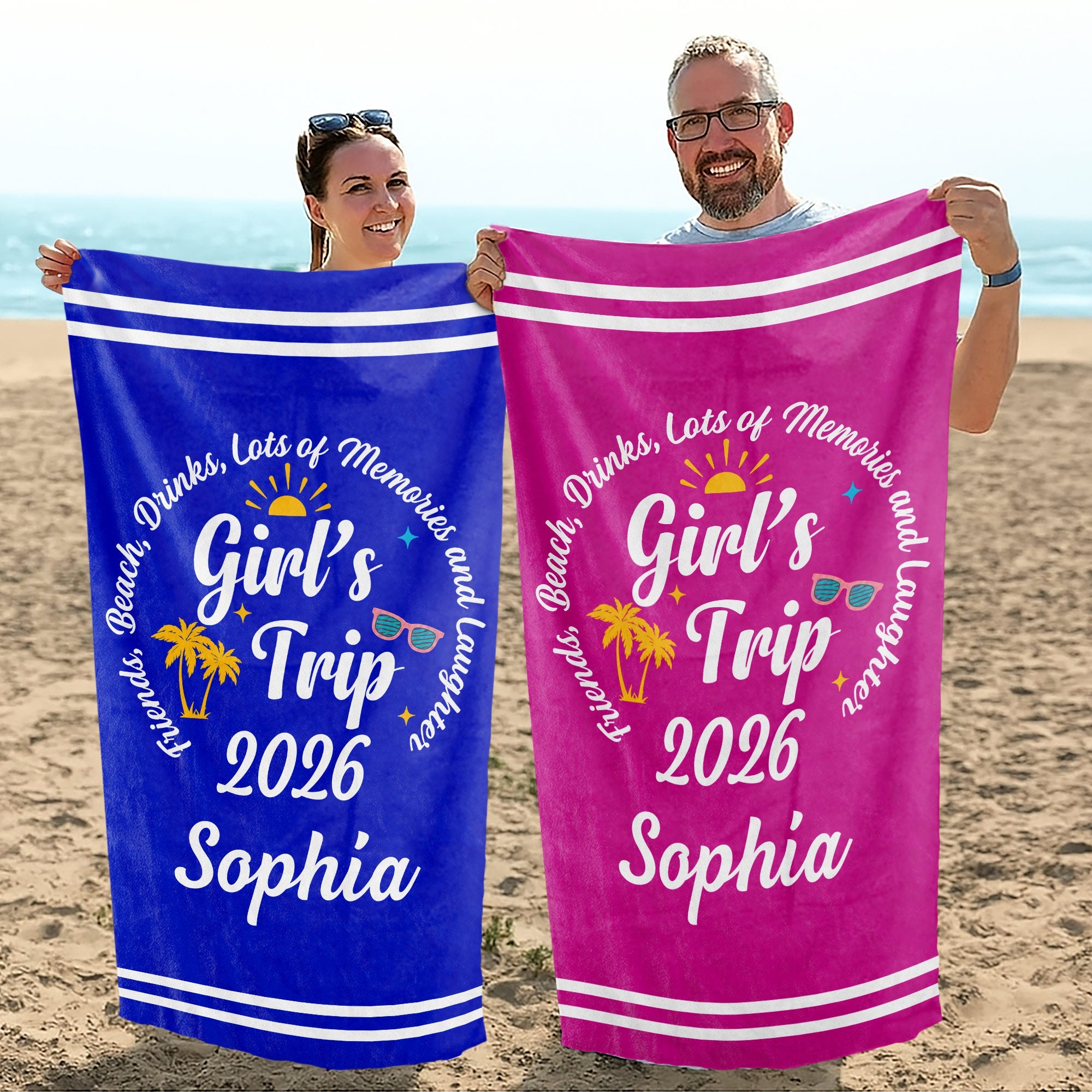 Personalized Microfiber Beach Towel Custom Name Gift for Best Friends Beach Towels GradoCreations