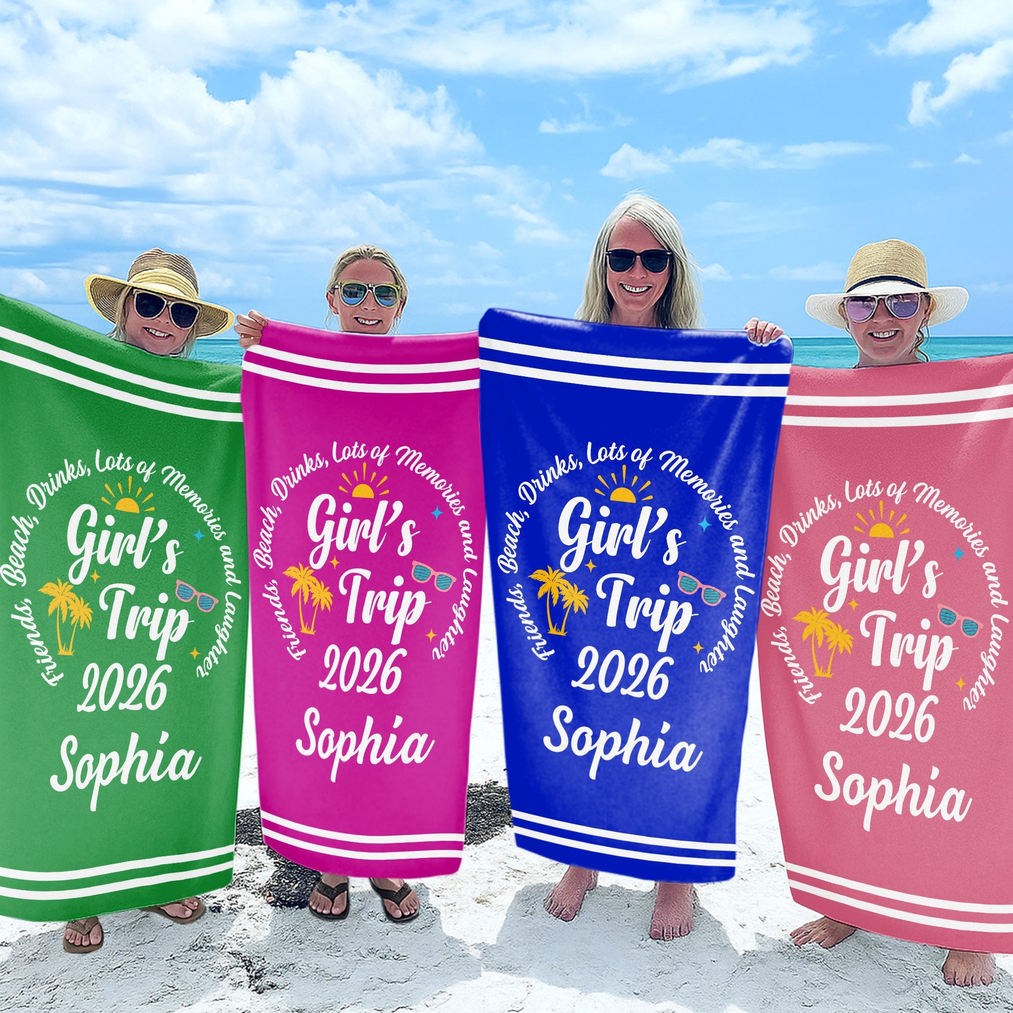 Personalized Microfiber Beach Towel Custom Name Gift for Best Friends Beach Towels GradoCreations