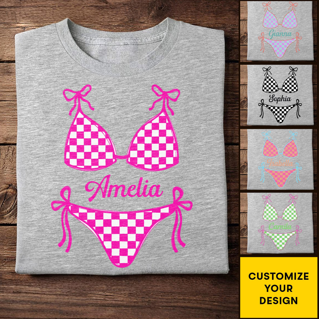 Personalized Checkered Swimsuit T-shirt & Hoodie Gift for Friends Shirt GradoCreations