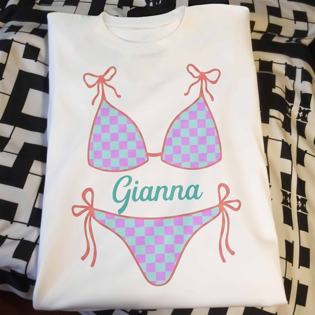 Personalized Checkered Swimsuit T-shirt & Hoodie Gift for Friends Shirt GradoCreations