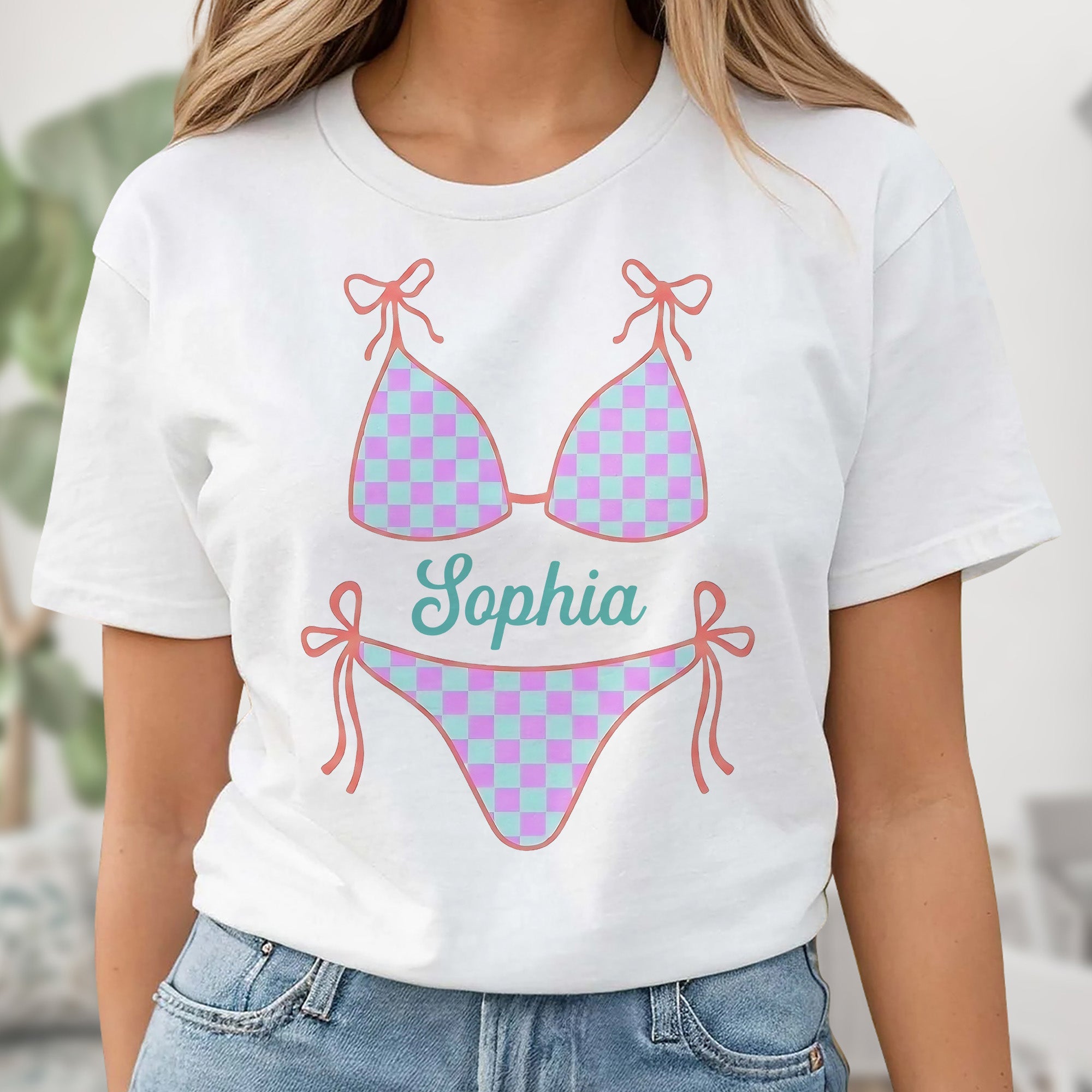 Personalized Checkered Swimsuit T-shirt & Hoodie Gift for Friends Shirt GradoCreations