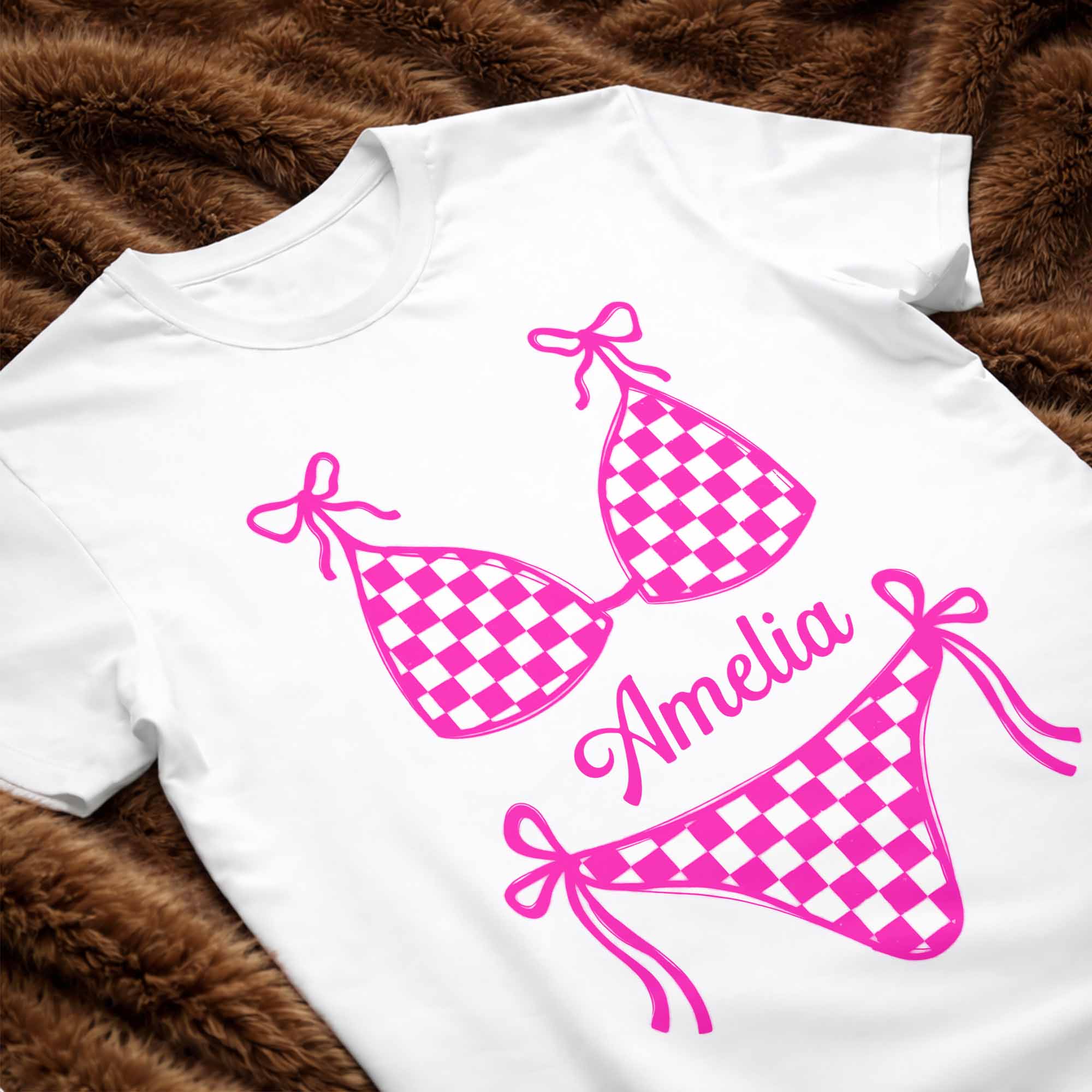 Personalized Checkered Swimsuit T-shirt & Hoodie Gift for Friends Shirt GradoCreations