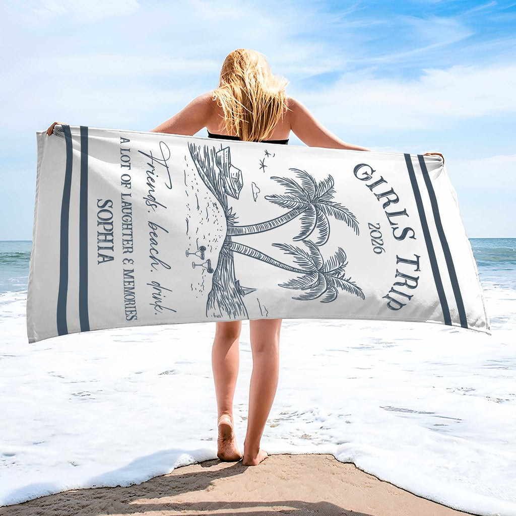 Personalized Microfiber Beach Towel Custom Name Friends Gift Beach Towels GradoCreations