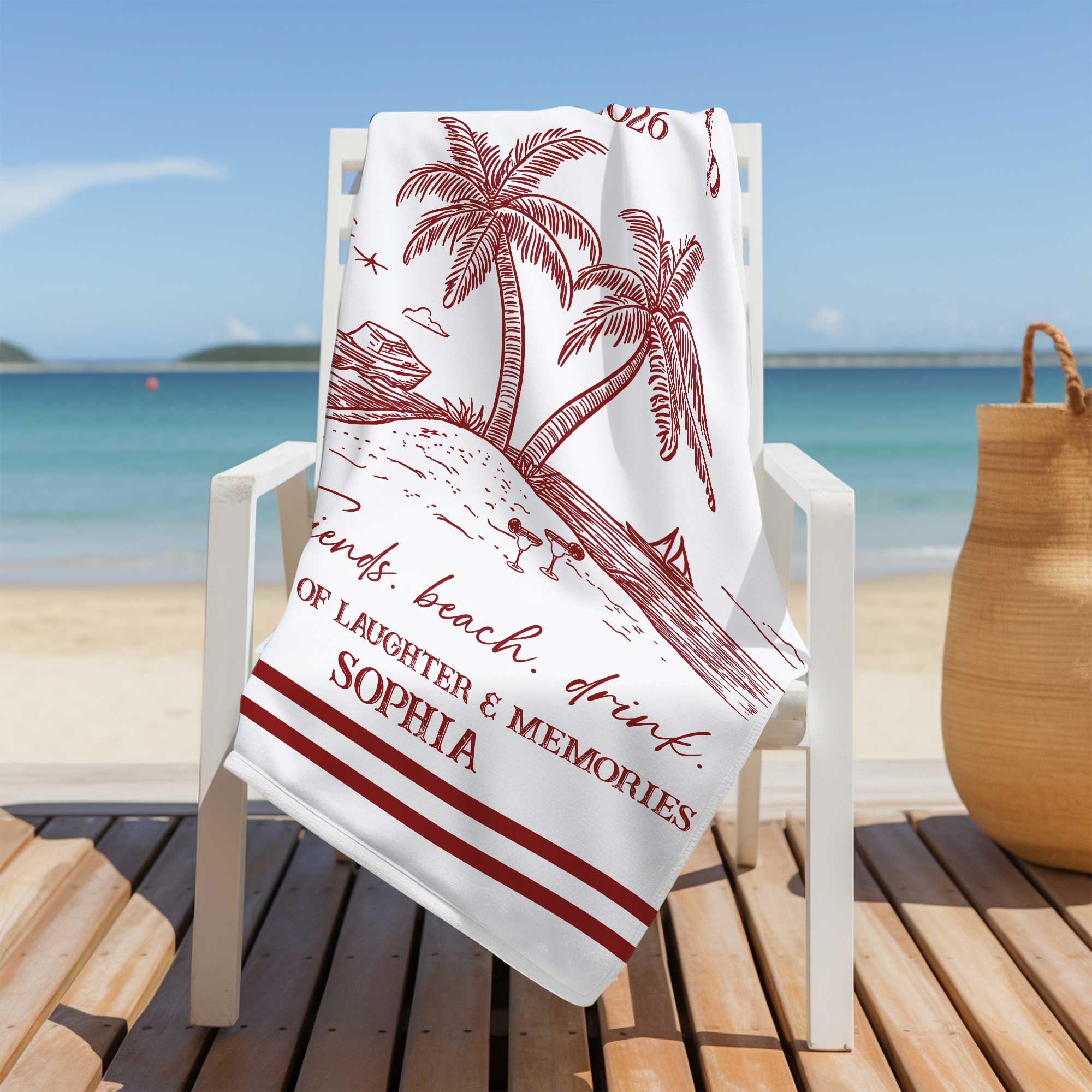Personalized Microfiber Beach Towel Custom Name Friends Gift Beach Towels GradoCreations