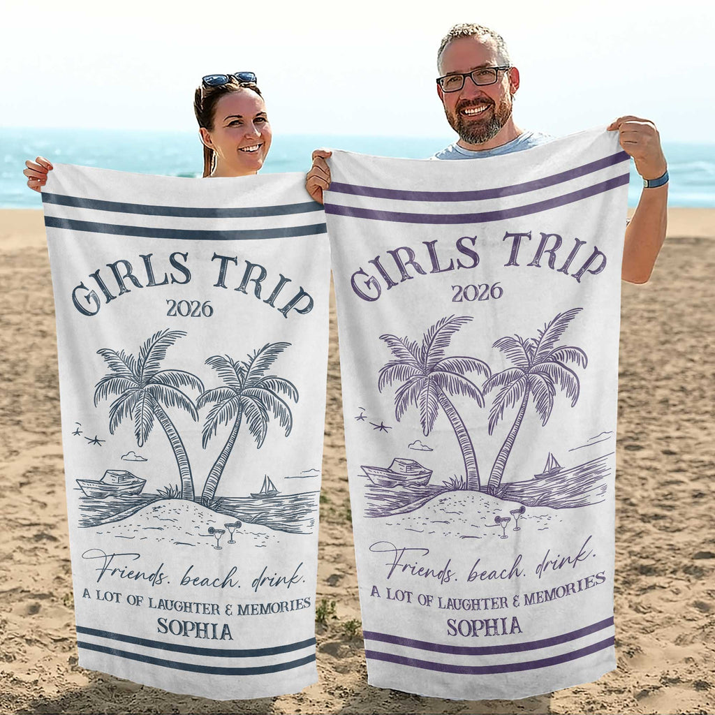 Personalized Microfiber Beach Towel Custom Name Friends Gift Beach Towels GradoCreations
