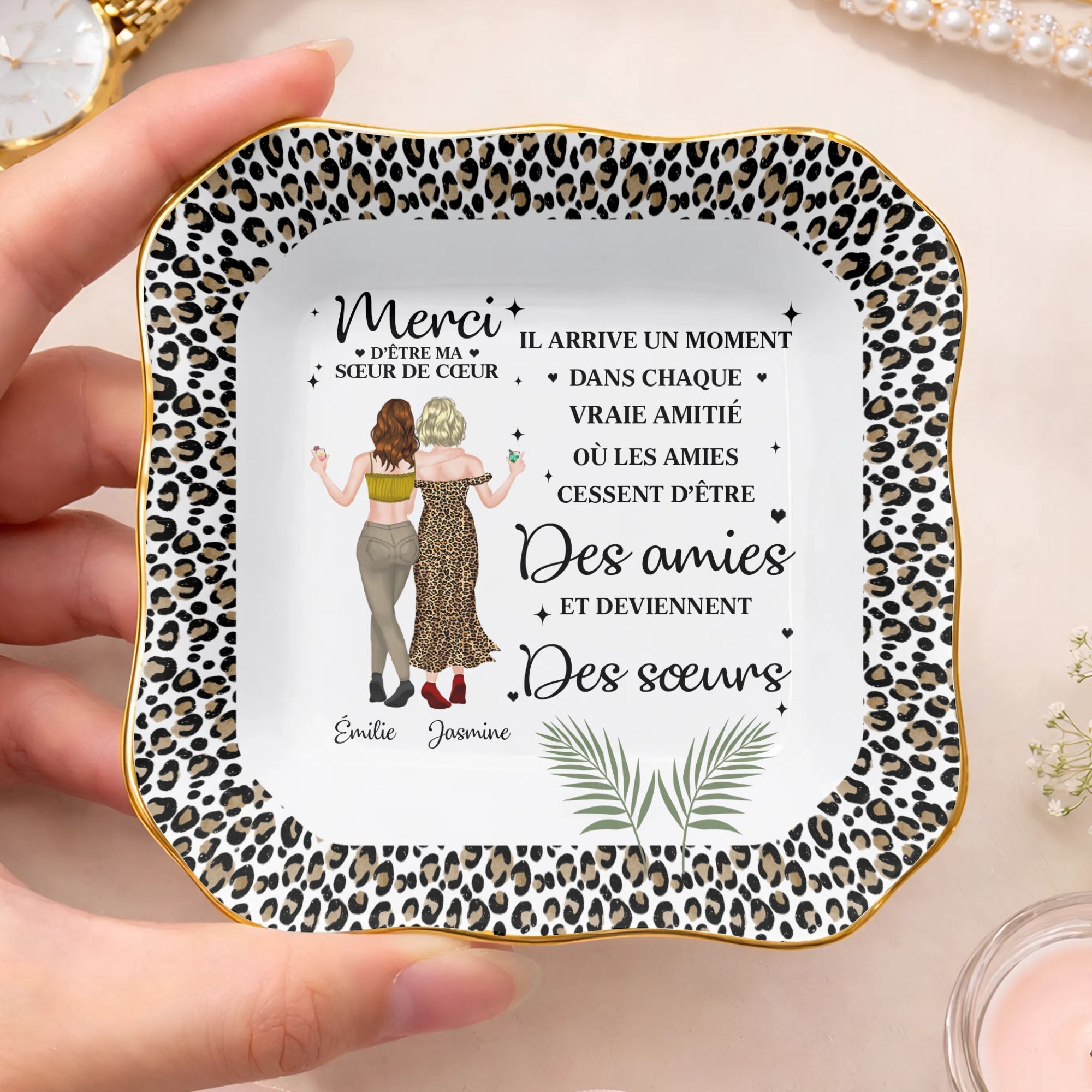 Personalized Lace Square Jewelry Dish Custom Name Gift for Best Friend Lace Square Jewelry Dish GradoCreations