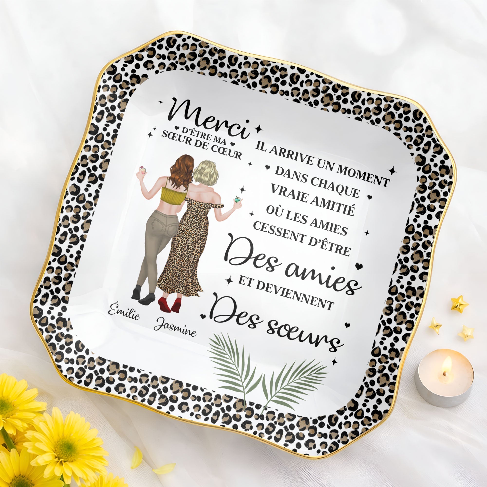 Personalized Lace Square Jewelry Dish Custom Name Gift for Best Friend Lace Square Jewelry Dish GradoCreations