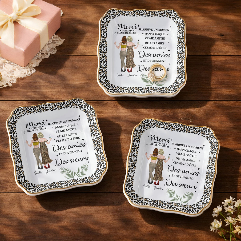 Personalized Lace Square Jewelry Dish Custom Name Gift for Best Friend Lace Square Jewelry Dish GradoCreations