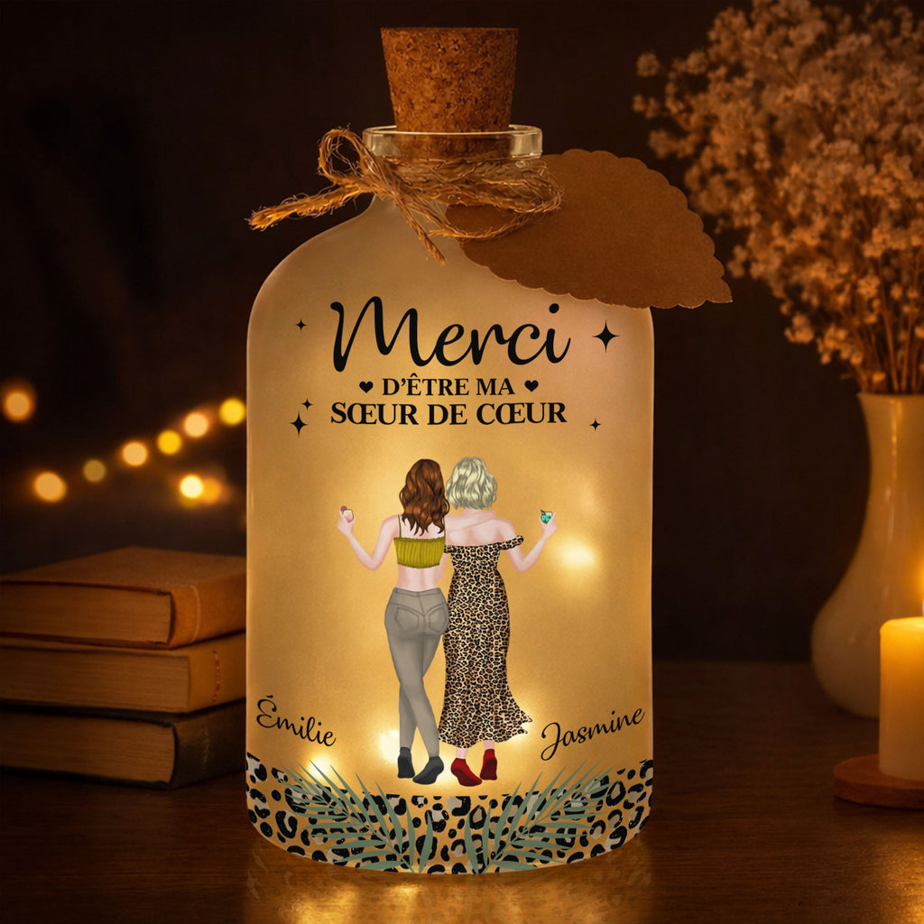 Personalized Frosted Glass Short Bottle Light Custom Art Gift for Best Friends Short Bottle Light GradoCreations