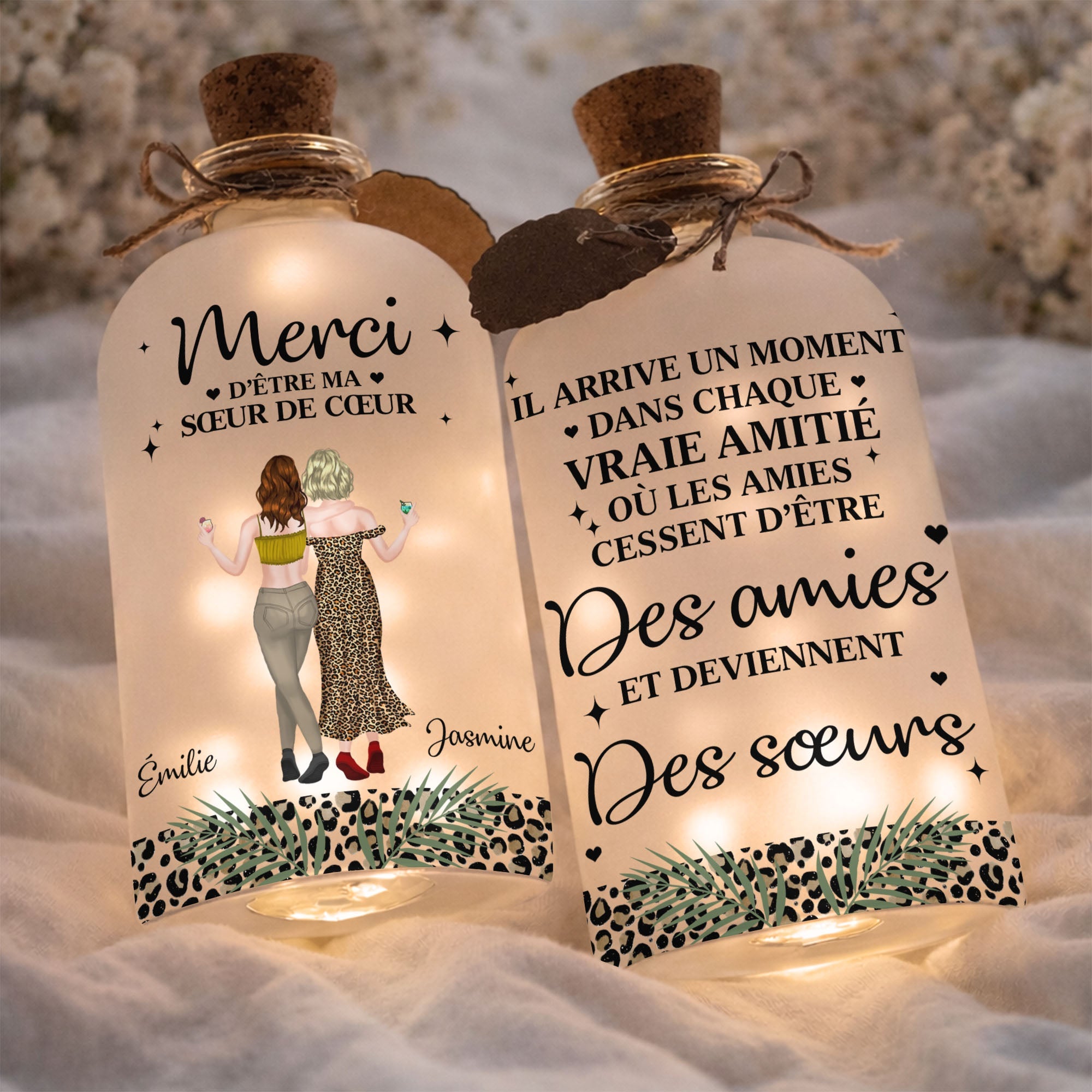 Personalized Frosted Glass Short Bottle Light Custom Art Gift for Best Friends Short Bottle Light GradoCreations