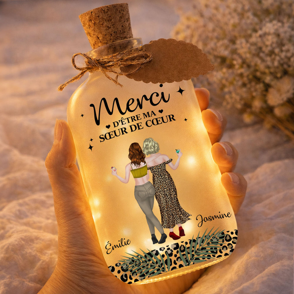 Personalized Frosted Glass Short Bottle Light Custom Art Gift for Best Friends Short Bottle Light GradoCreations