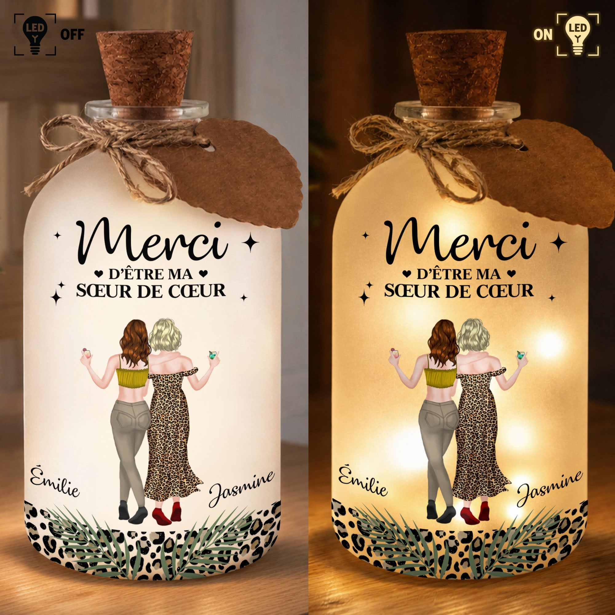 Personalized Frosted Glass Short Bottle Light Custom Art Gift for Best Friends Short Bottle Light GradoCreations
