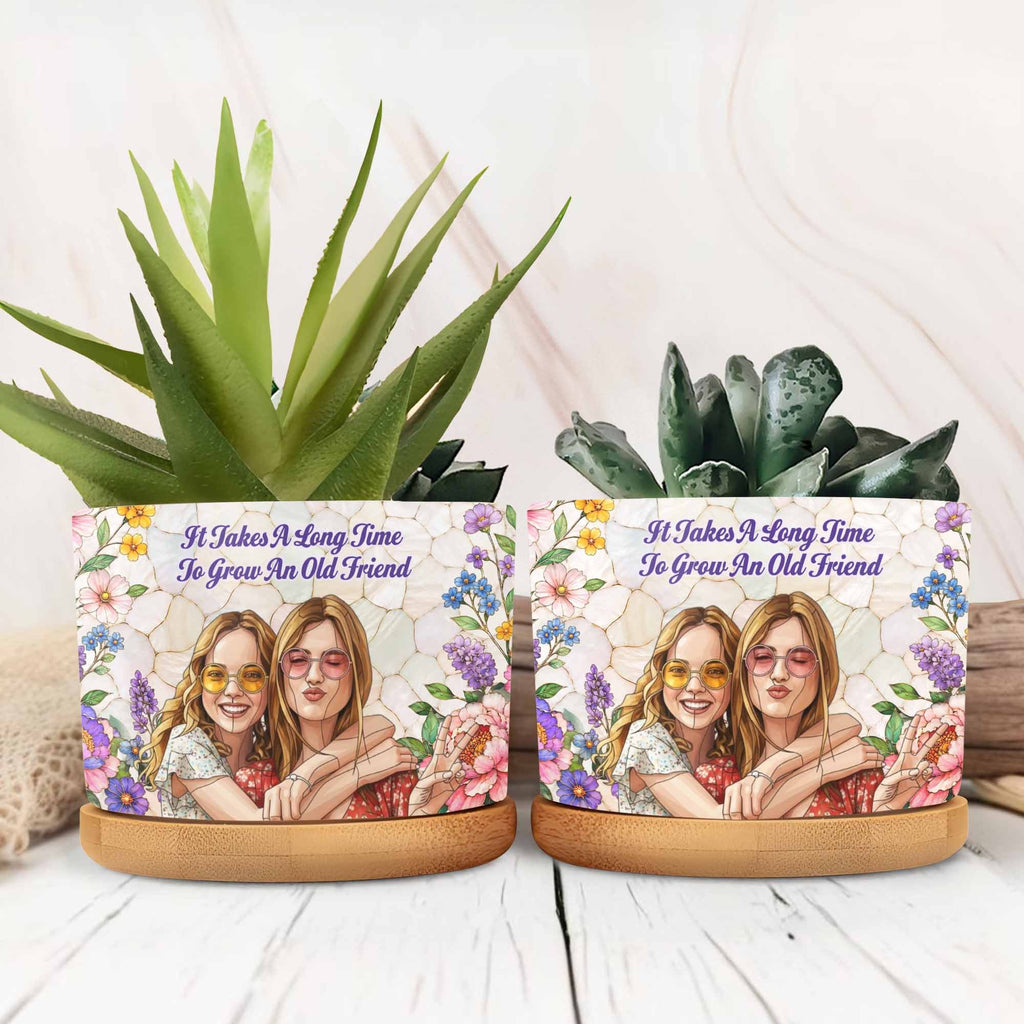 Personalized Ceramic Plant Pot Custom Photo Gift for Best Friends Ceramic Plant Pot GradoCreations