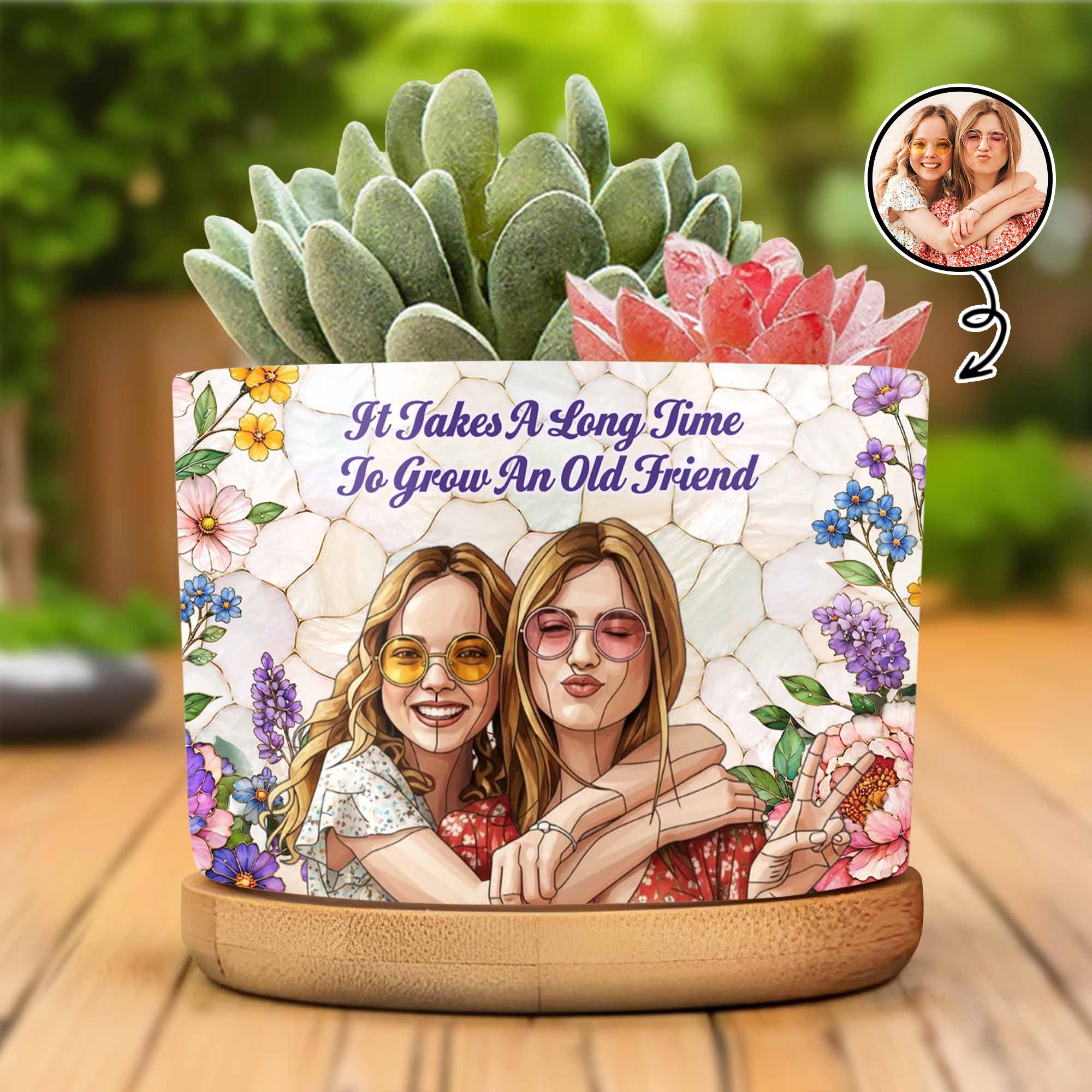 Personalized Ceramic Plant Pot Custom Photo Gift for Best Friends Ceramic Plant Pot GradoCreations