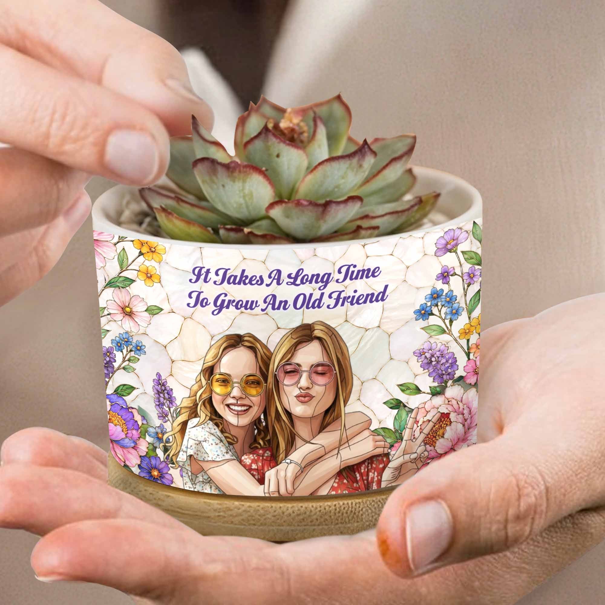 Personalized Ceramic Plant Pot Custom Photo Gift for Best Friends Ceramic Plant Pot GradoCreations
