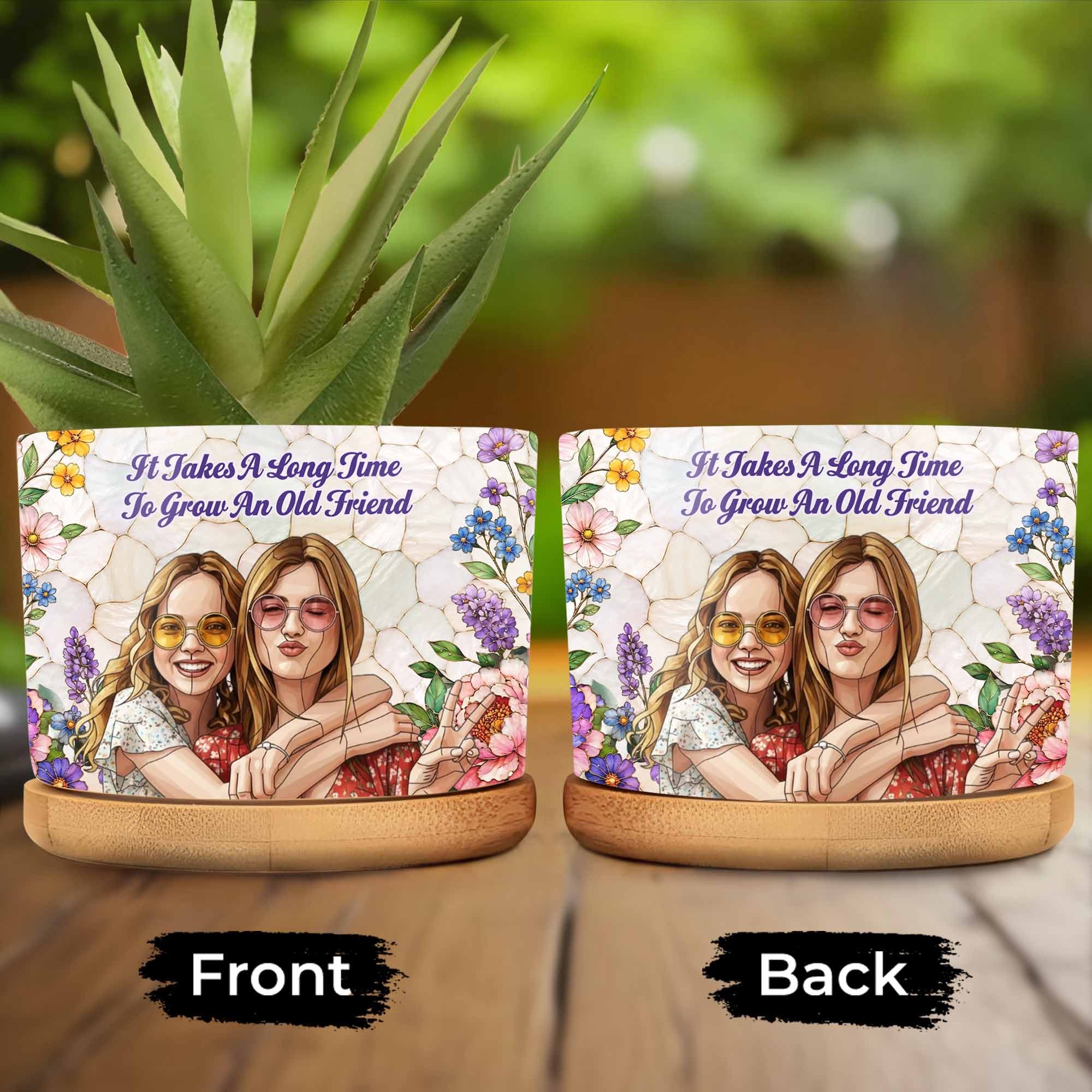 Personalized Ceramic Plant Pot Custom Photo Gift for Best Friends Ceramic Plant Pot GradoCreations