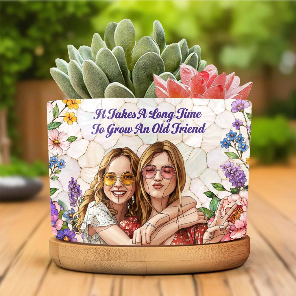 Personalized Ceramic Plant Pot Custom Photo Gift for Best Friends Ceramic Plant Pot GradoCreations