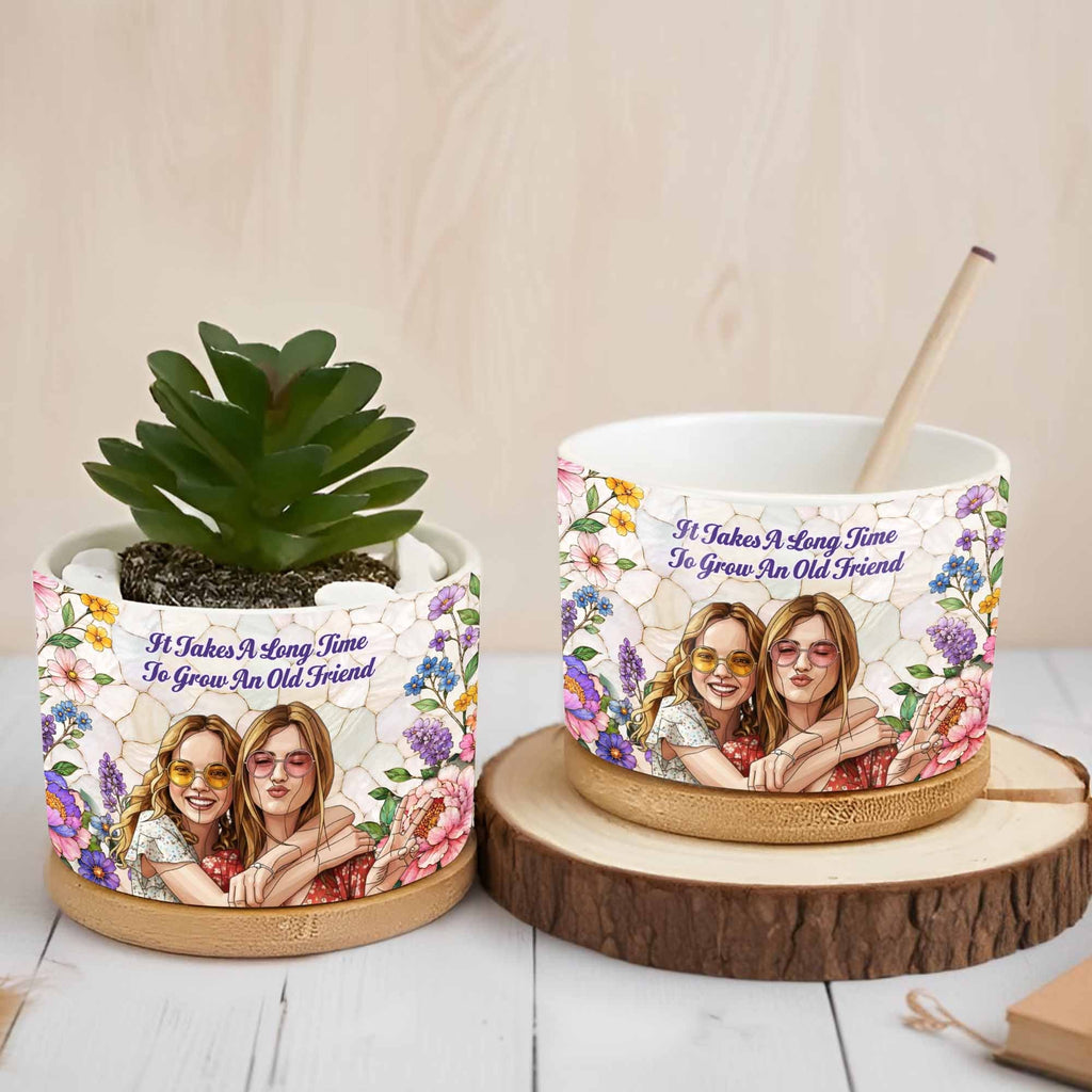 Personalized Ceramic Plant Pot Custom Photo Gift for Best Friends Ceramic Plant Pot GradoCreations